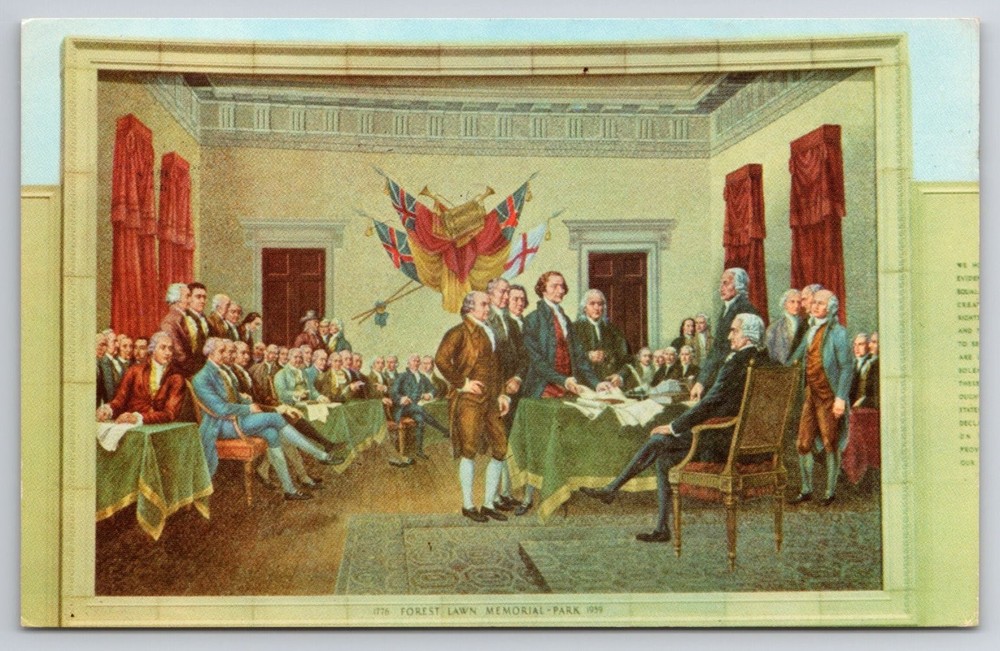 Forest Lawn Memorial Park Signing Declaration Independence Mosaic Postcard