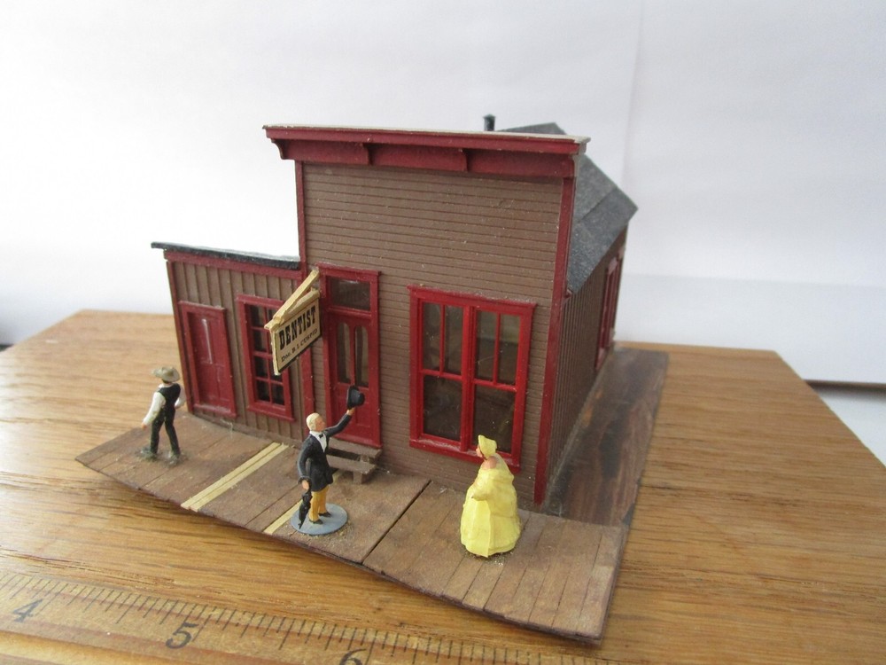 Vintage Wood Built Weathered HO 1/87 Scale 1900's Store Building  4 Train Layout