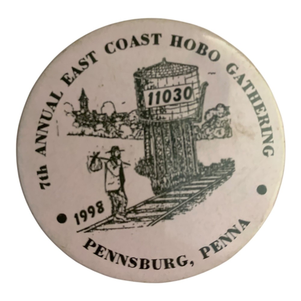 1998 East Coast Hobo Gathering Pinback Button Pennsburg PA 7th Annual
