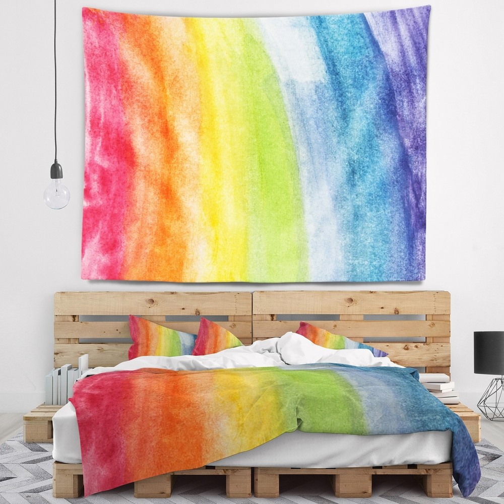 Designart 'Flowing Rainbow Colors' Abstract Wall Tapestry  Small