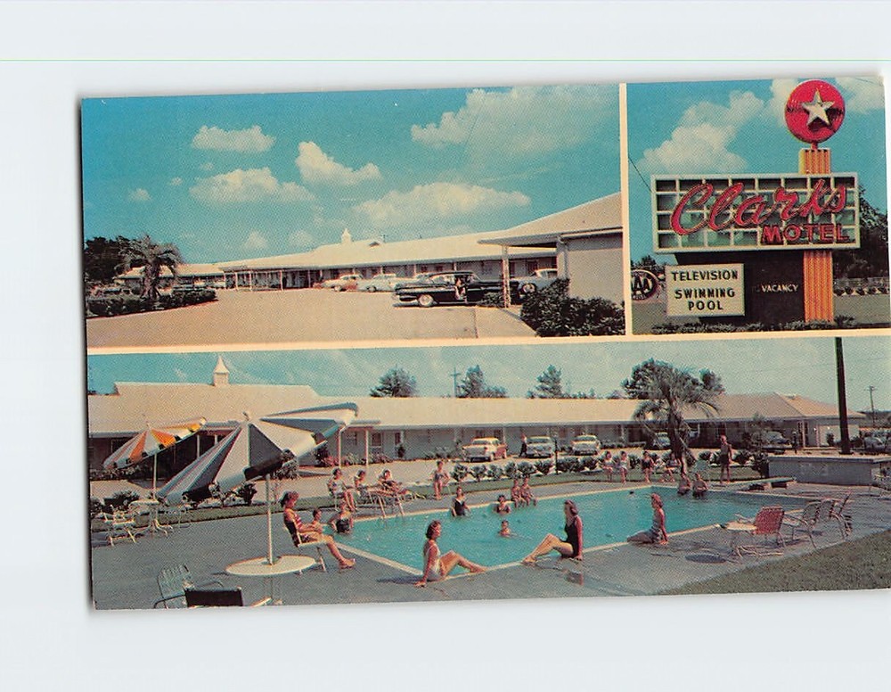 Postcard Clarks Motel & Restaurant Santee South Carolina USA