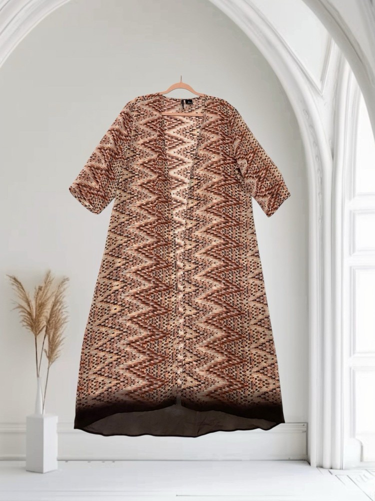 Womens Sheer Geo Print Kimono Duster Top Size XL Long Maxi Summer Boho Chic