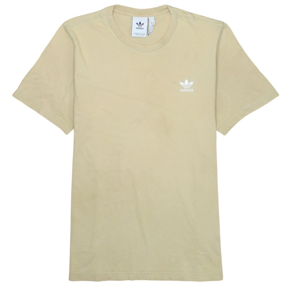 Adidas Mens T Shirt Beige Cotton Jersey Trefoil Logo Relaxed Streetwear M