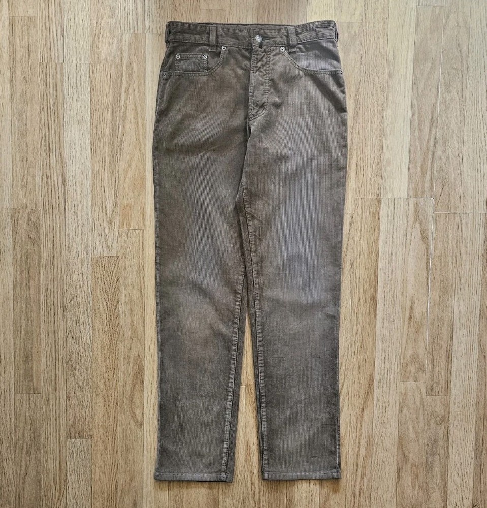 Brown Straight Fit Corduroy Pants for Men W31 L33