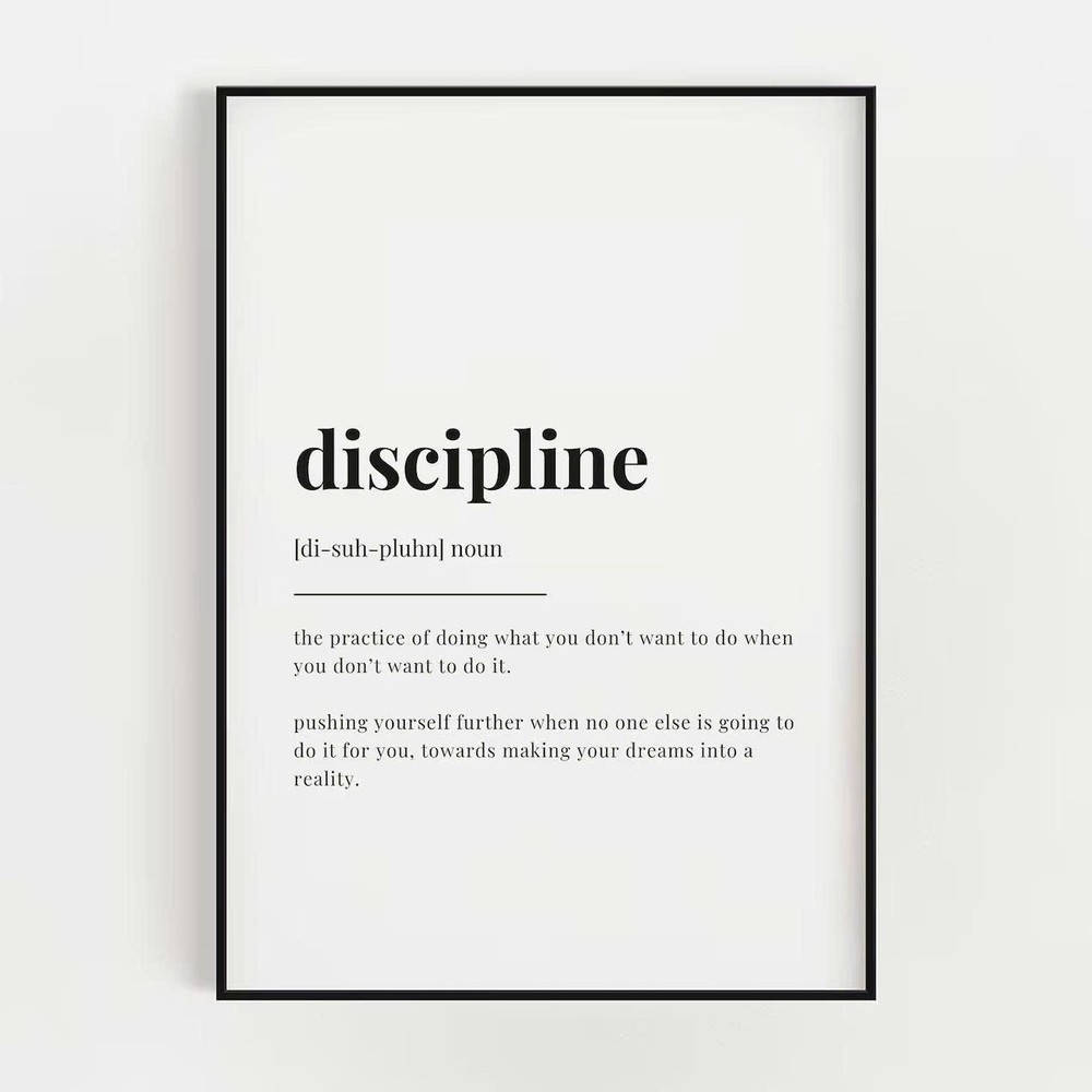 Discipline Definition Motivation Poster Home Decor Wall Art Hanging - No Frame