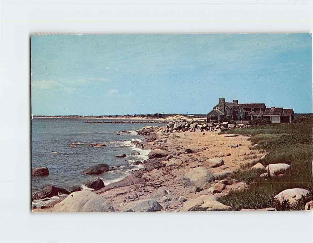 Postcard Picturesque rocky shoreline at Weekapaug Rhode Island USA