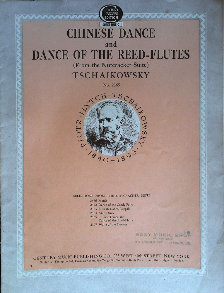 Chinese Dance & Dance of the Reed-Flutes Vintage Sheet Music Nutcracker 1925