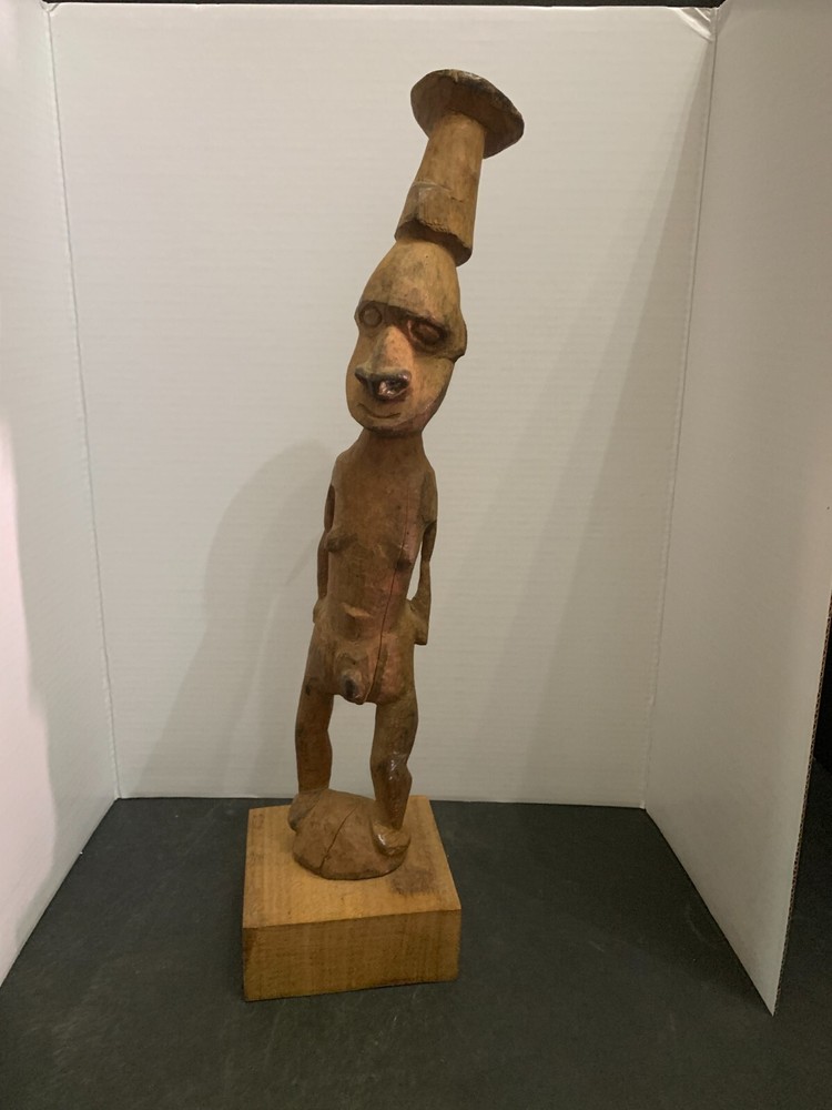 Vintage Primitive Hand Carved Wood African Art Figure