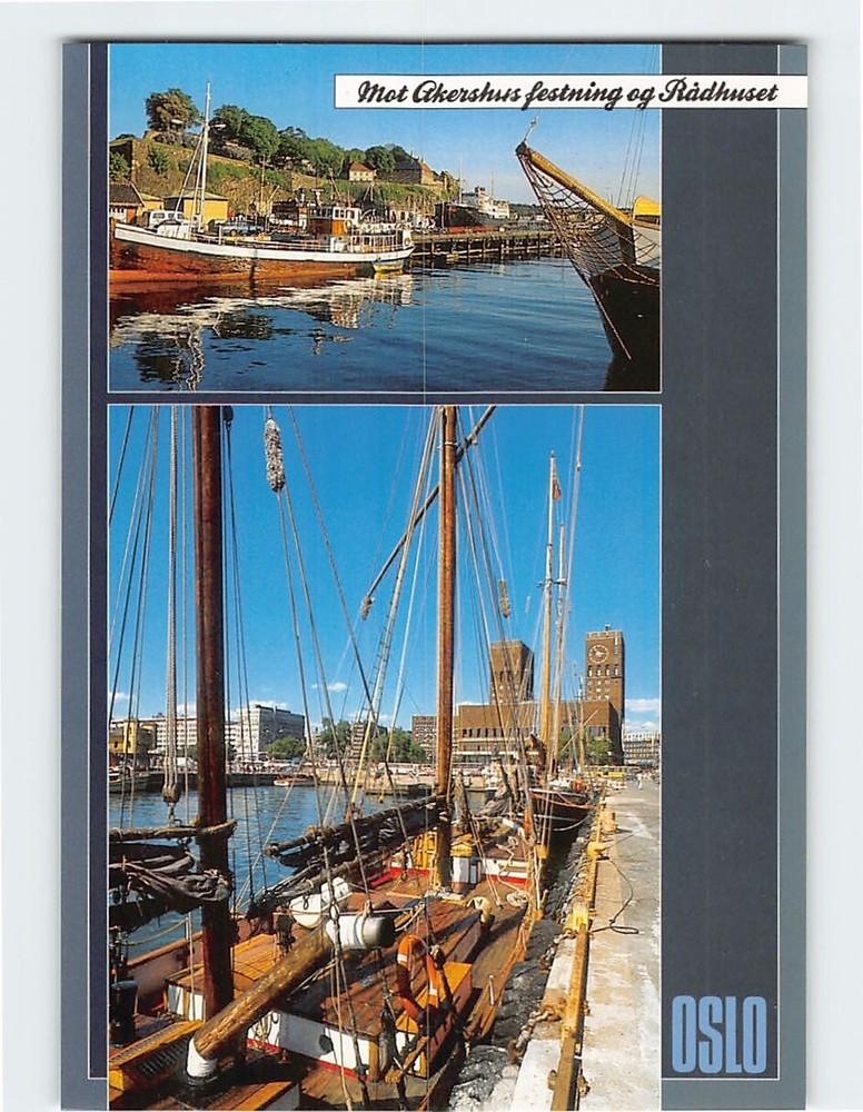 Postcard Towards Akershus Fortress and City Hall Oslo Norway