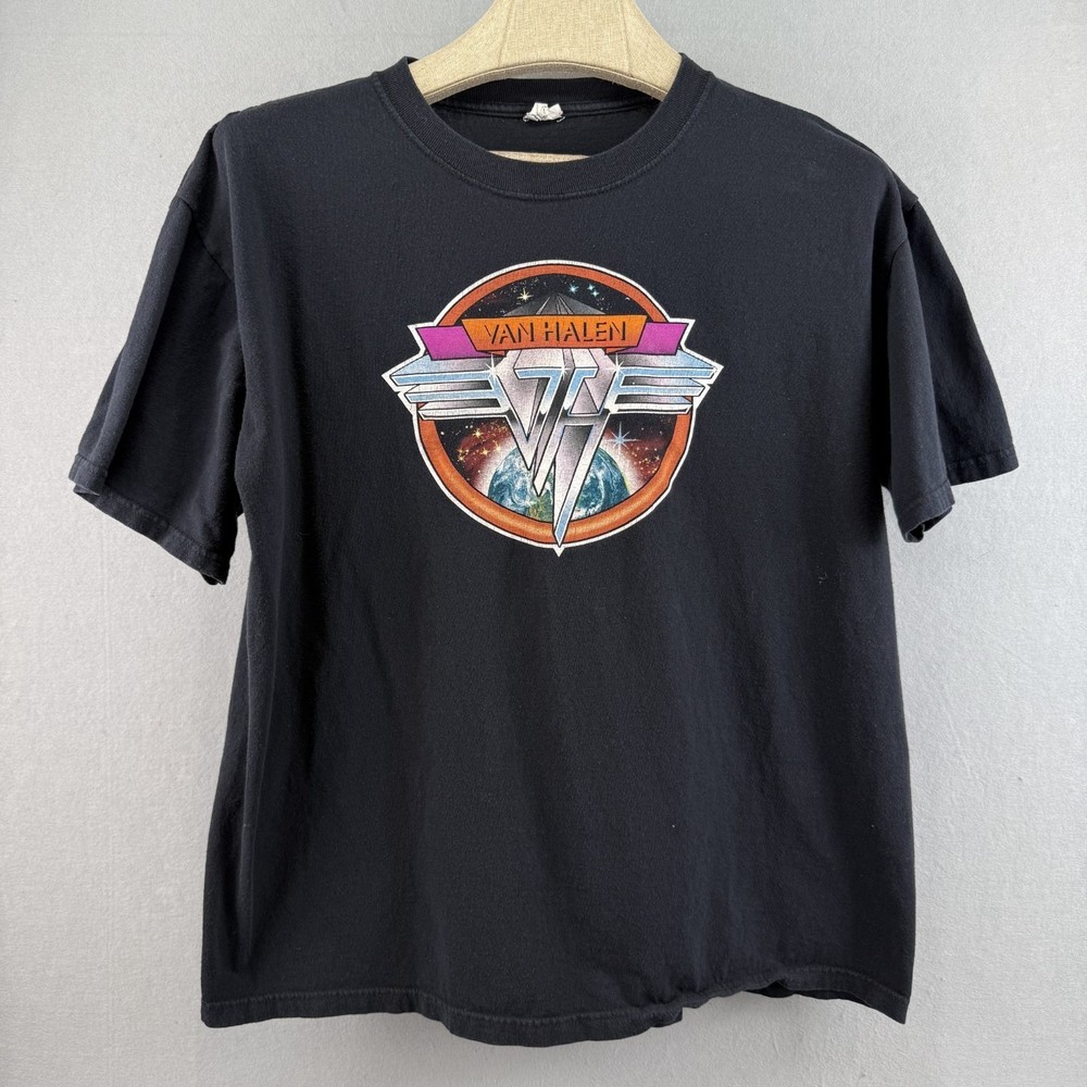 Vintage Van Halen Shirt XL Black World Tour Rock Band Graphic Tee Anvil Y2K