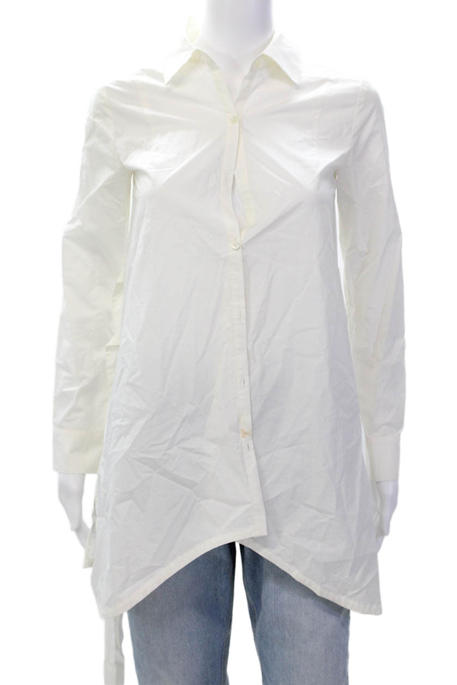 Derek Lam 10 Crosby Womens Cotton Collar Belt Button Down Shirt White Size 00Free Shipping in US $100+ Orders | $6.95 Orders Below