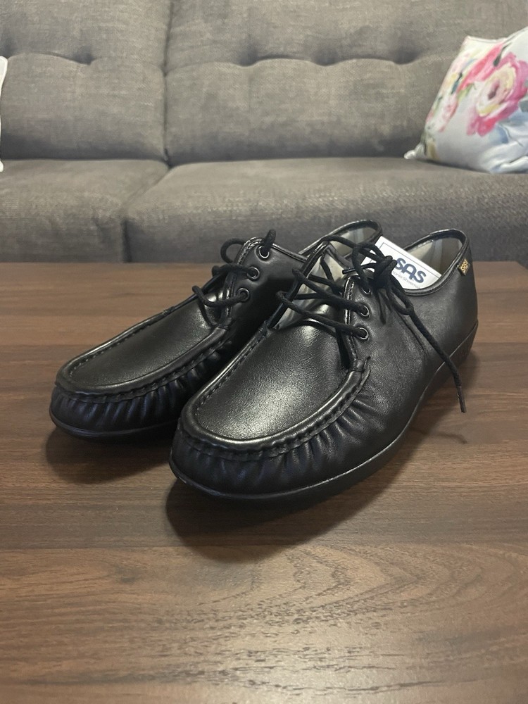 SAS Siesta Handsewn Comfort Shoes Black Leather Womens Size 11 S