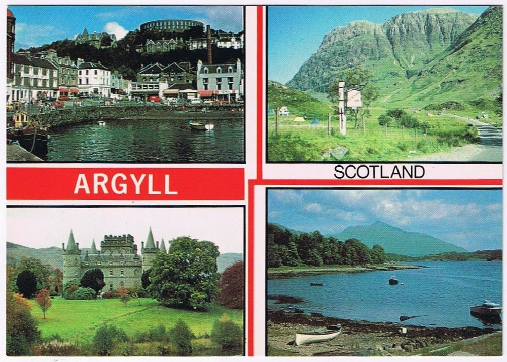 Postcard Argyll Scotland Oban Glencoe Inverary Castle Loch Etive