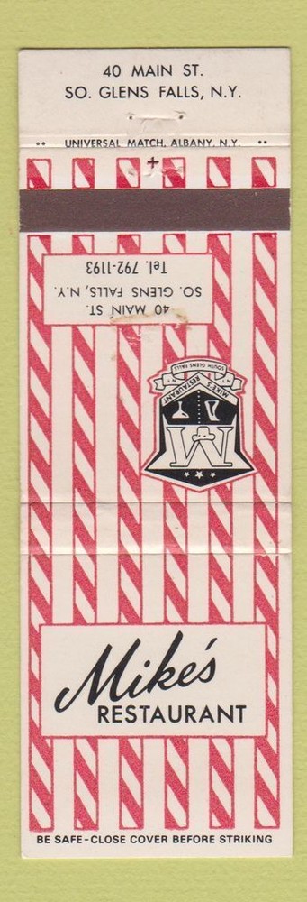 Matchbook Cover - Mike's Restaurant South Glens Falls NY