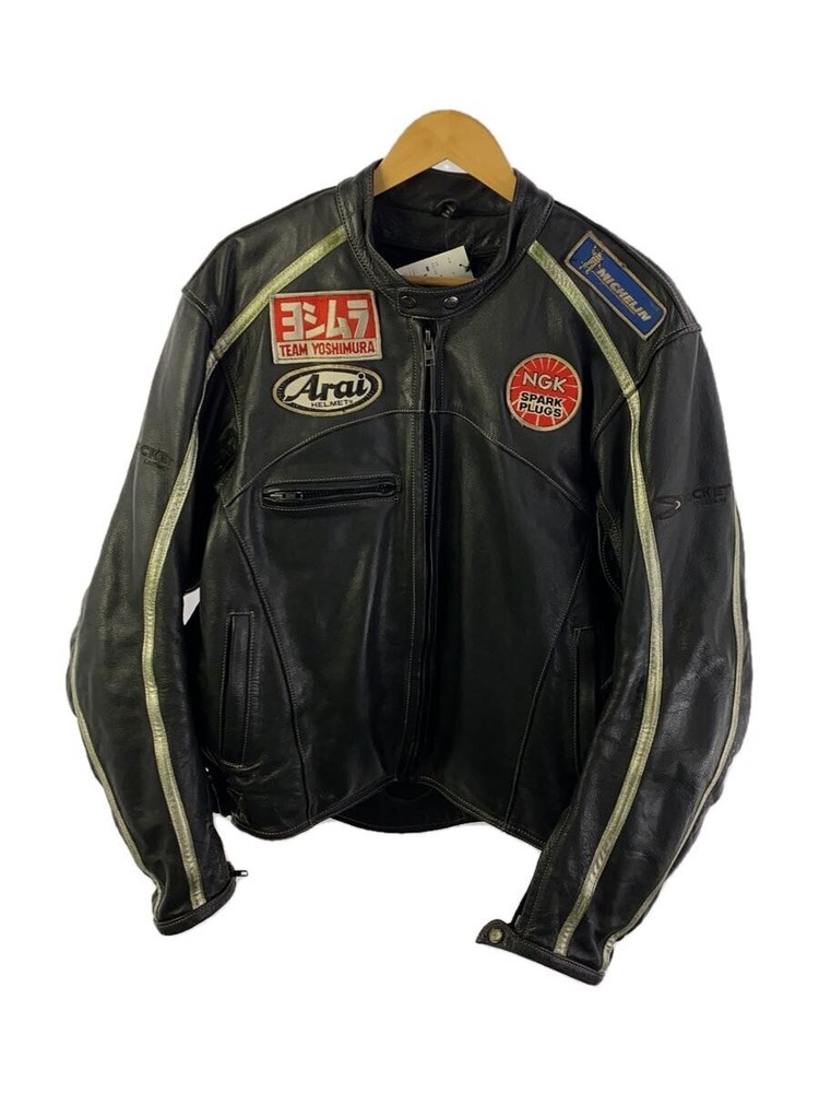 Men's Black Leather Blouson Jacket Size 48 Style 1306