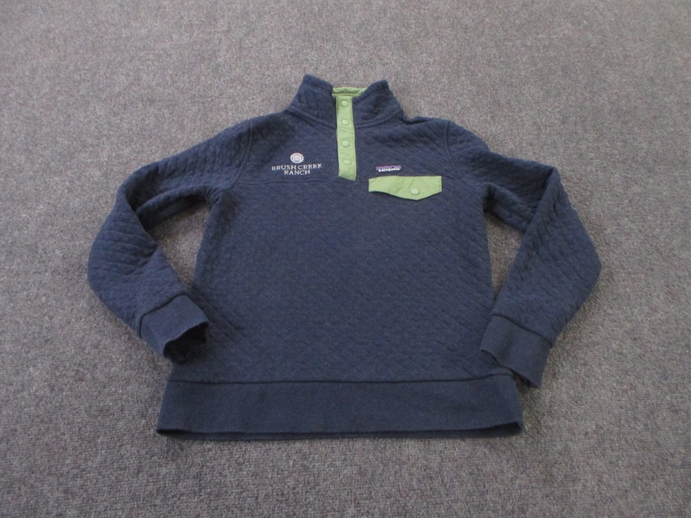 Patagonia Jacket Women S Blue Quilted Snap T Sweater Cotton Jumper Outdoor 25282