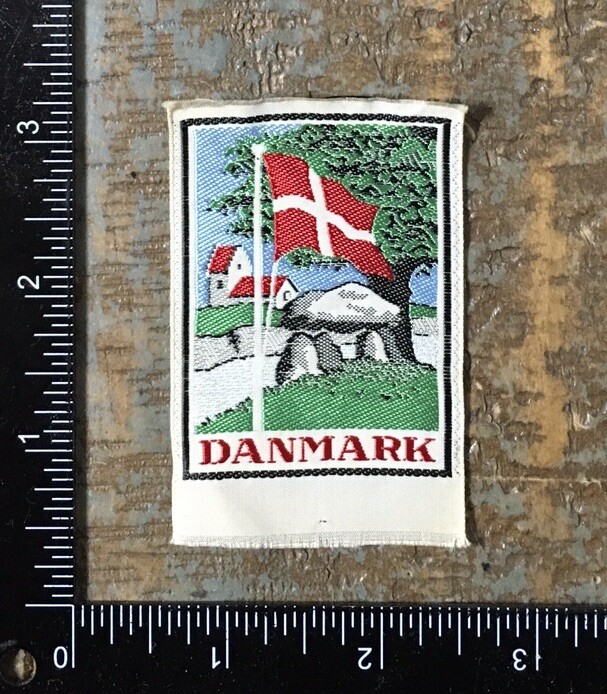 Vintage DANMARK Flag Scenic View Denmark Travel Souvenir Woven Patch
