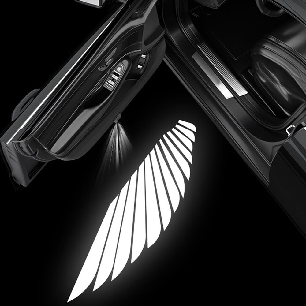 2pcs Angel Wings LED Car Door Welcome Light Atmosphere Lamp Decor Accessories