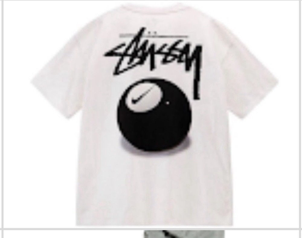 Stussy 8 Ball Logo Men's L White Crew Neck Short Sleeve Cotton Knit Tee