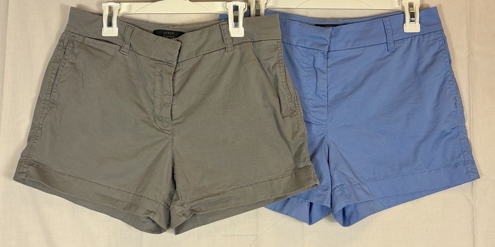 J. Crew Chino Shorts Two 2 Pairs Blue & Gray Cotton Women’s Size 4