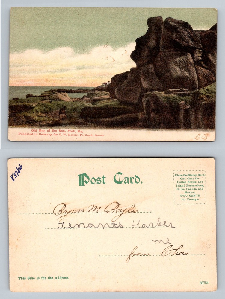 York, ME-Maine, Old Man of the Sea Coastal Rocks Vintage Postcard