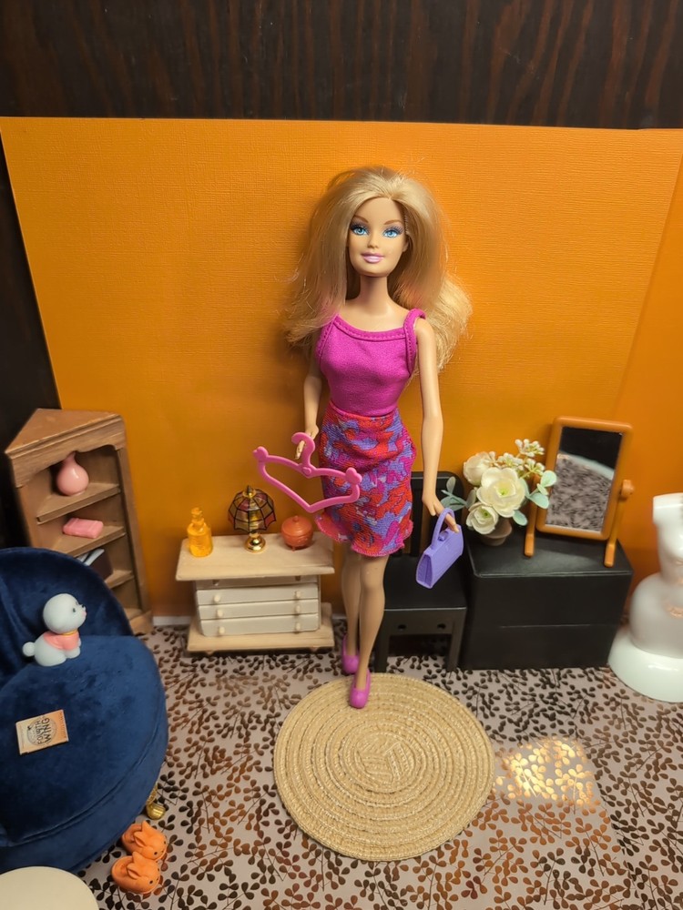 Vintage Barbie Clone Outfit - Dress, Shoes, Purse, Hanger