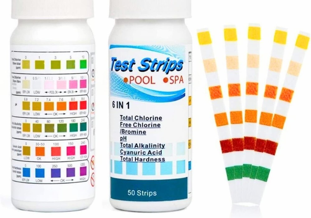 6IN1 Chlorine Dip Pool Test Strips Hot Tub SPA Swimming PH Tester Paper Bottle