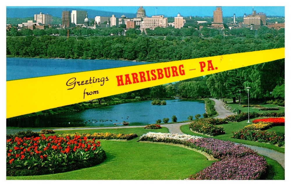 Harrisburg PA Pennsylvania Greetings From Multi-View Banner Chrome Postcard
