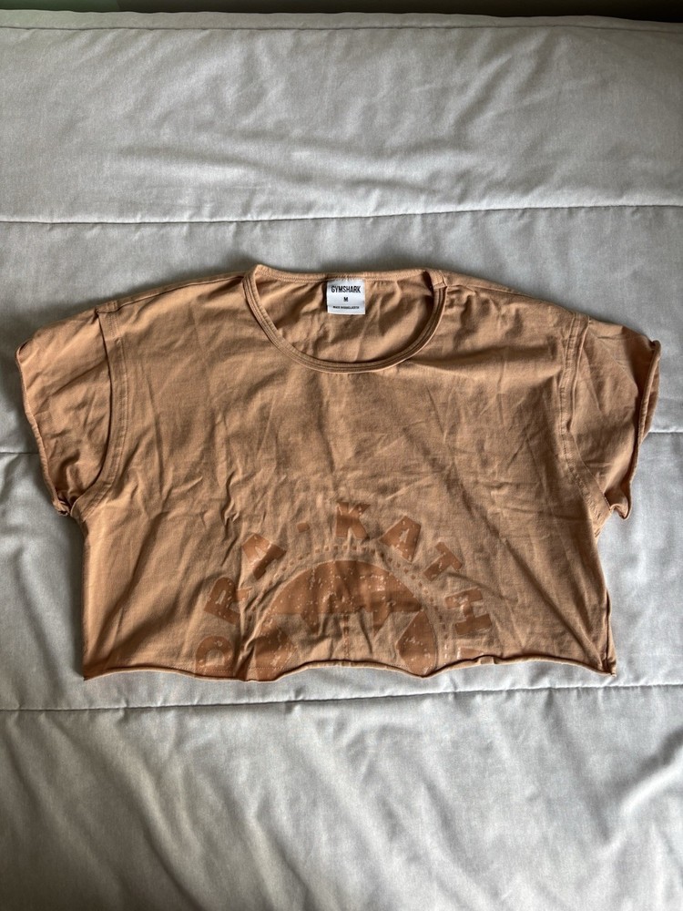 Gymshark Fraction Crop Top Women’s Medium Brown Spellout Athletic