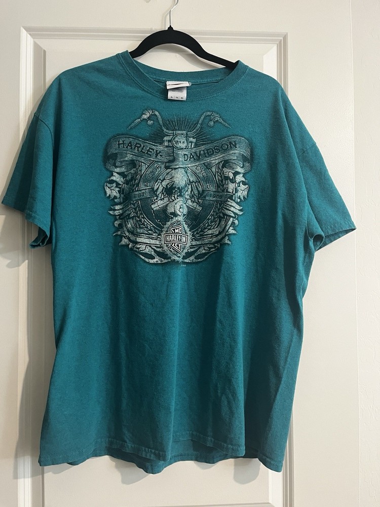 Harley-Davidson T Shirt XL Teal Lake Havasu City Arizona London Bridge Graphic