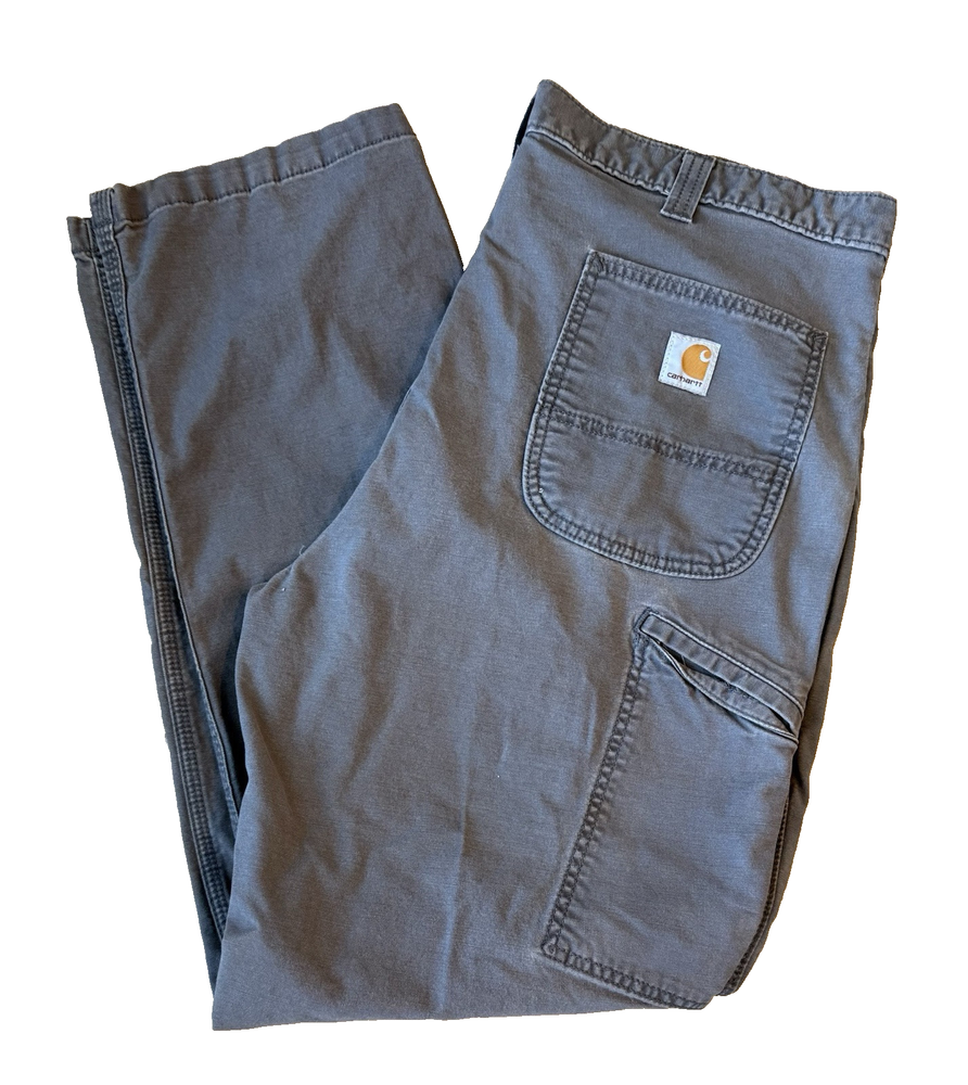 Carhartt Relaxed Fit Carpenter Pants 40x32 Gray Duck Canvas USA Made Workwear Utility