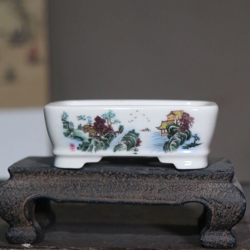 Purple Sand Pot Bonsai Basin Small Basin Rectangular Ceramic Basin Flowerpot