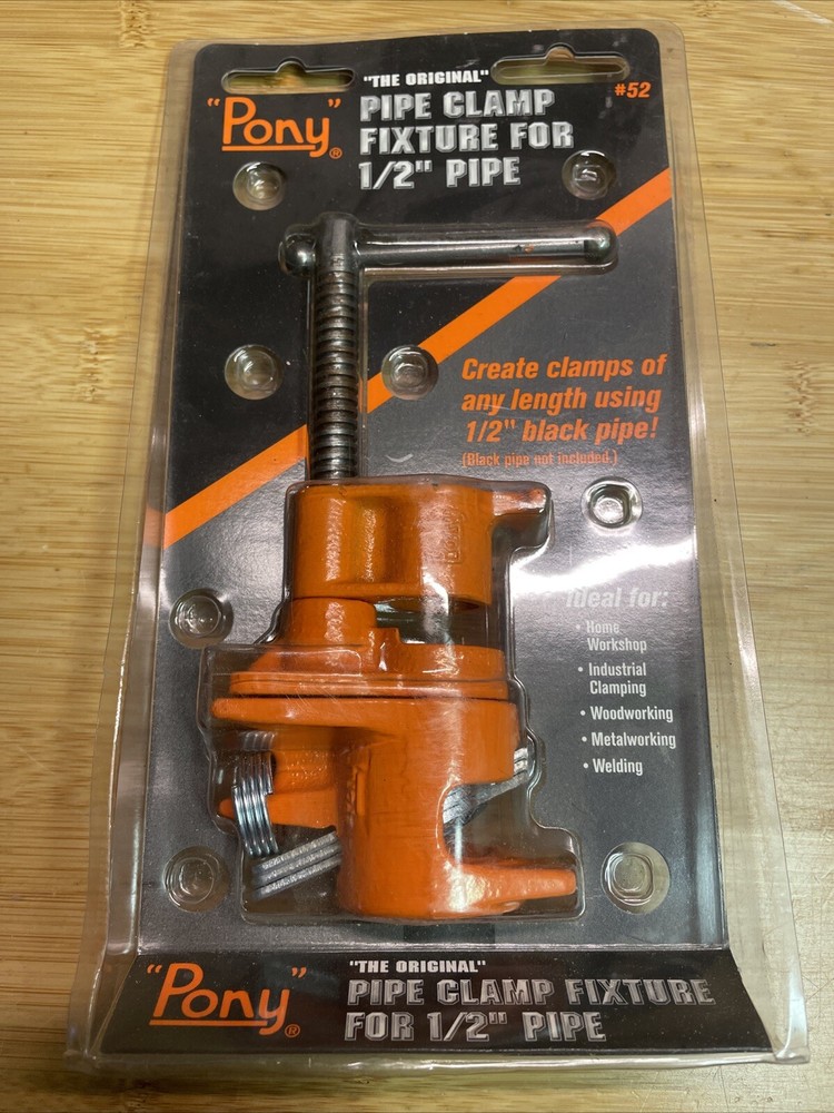 Vintage Pony No. 52 Pipe Clamp Fixture For 1/2-Inch Black Pipe - New Old Stock