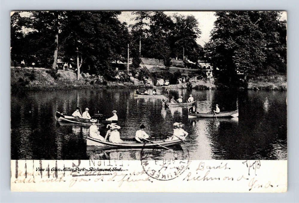 Richmond IN, Glen Miller Park, View, Indiana, Vintage Postcard
