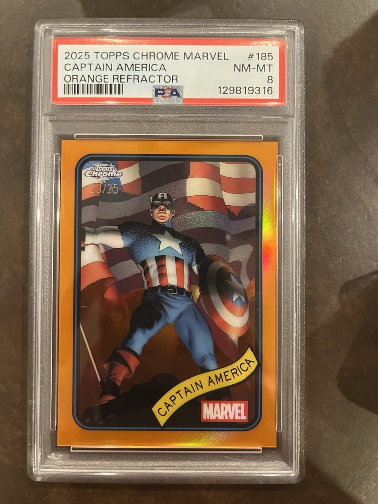 2025 Topps Chrome Marvel Captain America Orange Refractor /25