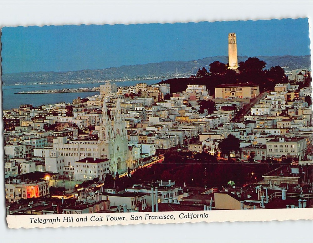 Postcard Telegraph Hill & Coit Tower San Francisco California USA