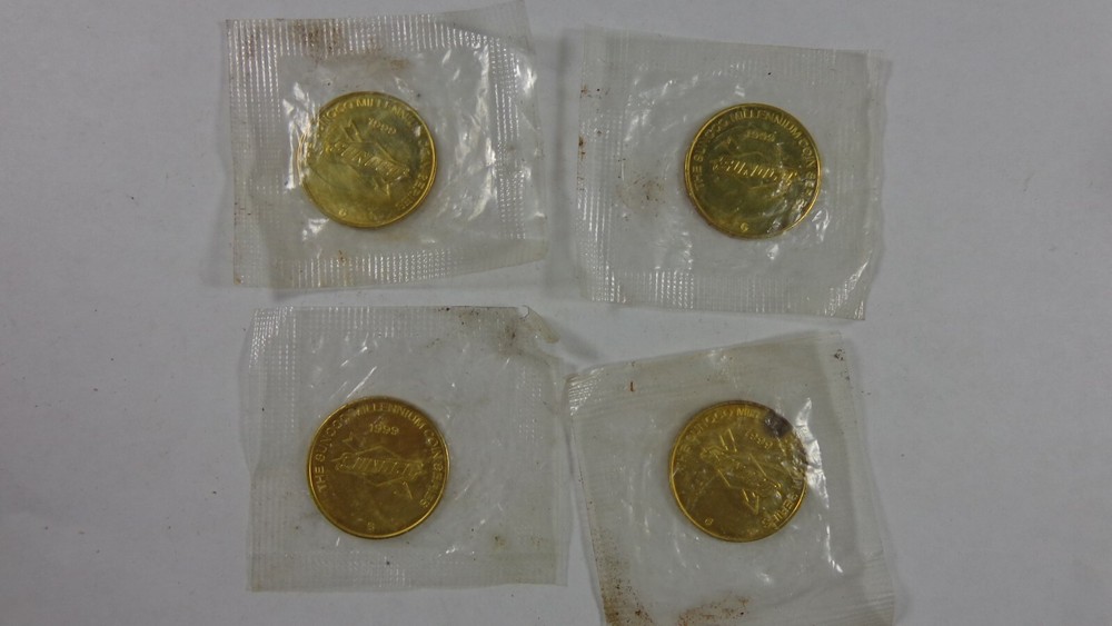 1999 Brass Sunoco Millennium Coin Series Token still in wrapper lot of 4