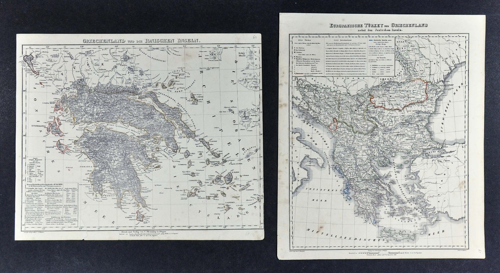 1847 Flemming Map 2 Maps Greece Turkey Cyclades Athens Constantinople Crete