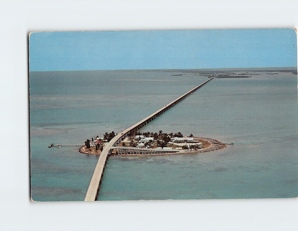 Postcard Aerial View of Pigeon Key and the Seven Mile Bridge Florida USA