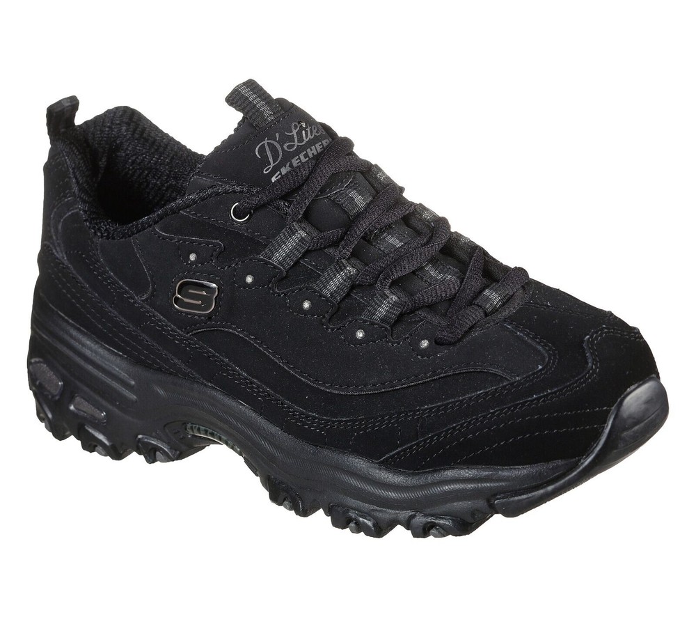 skechers women`s D`lites play on black 11949 wide fit