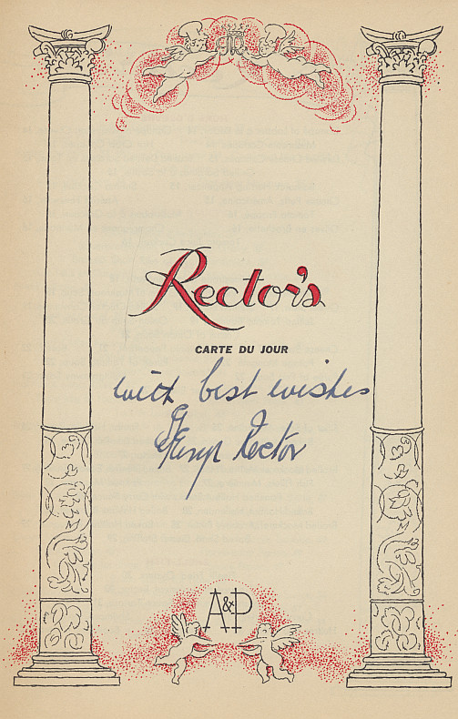 George Rector Signed 1933 First Edition Illustrated Cookbook