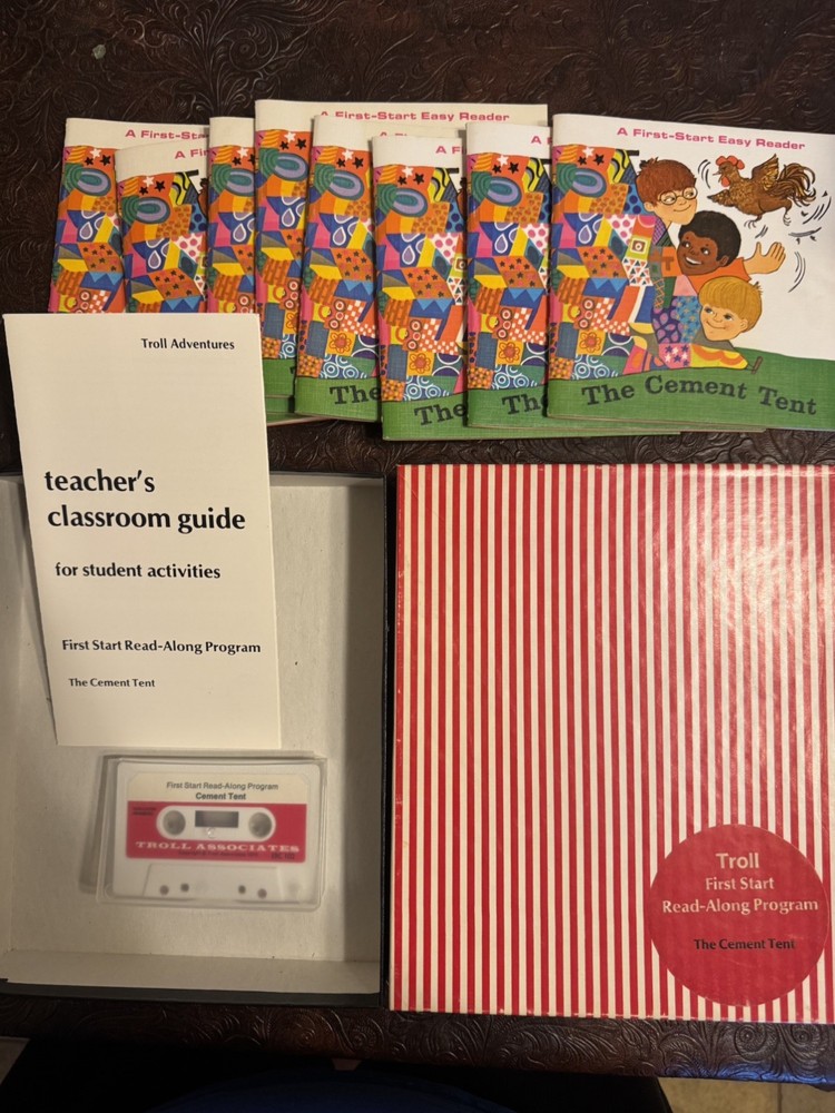 TROLL Associates Read Along 8 books + cassette THE CEMENT TENT VG