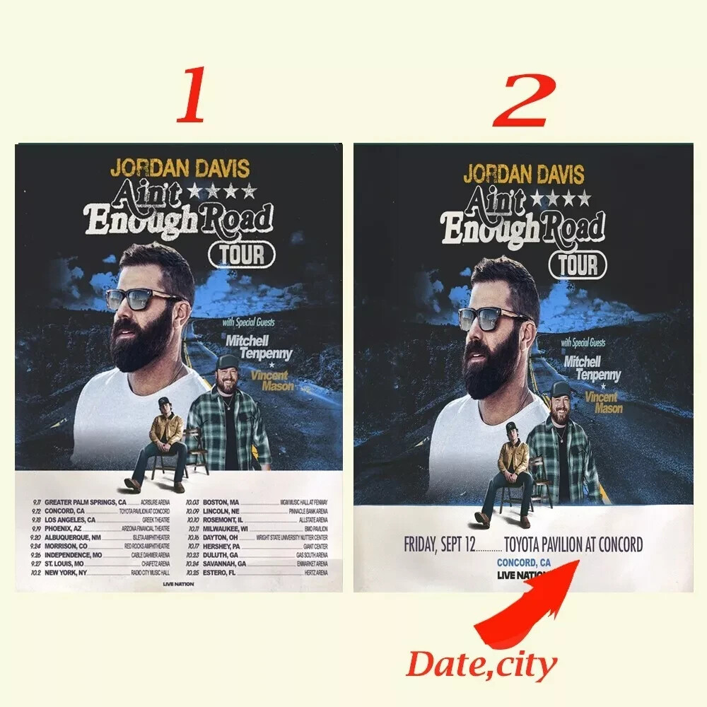 Jordan Davis 2025 Ain't Enough Road Tour Dates Poster