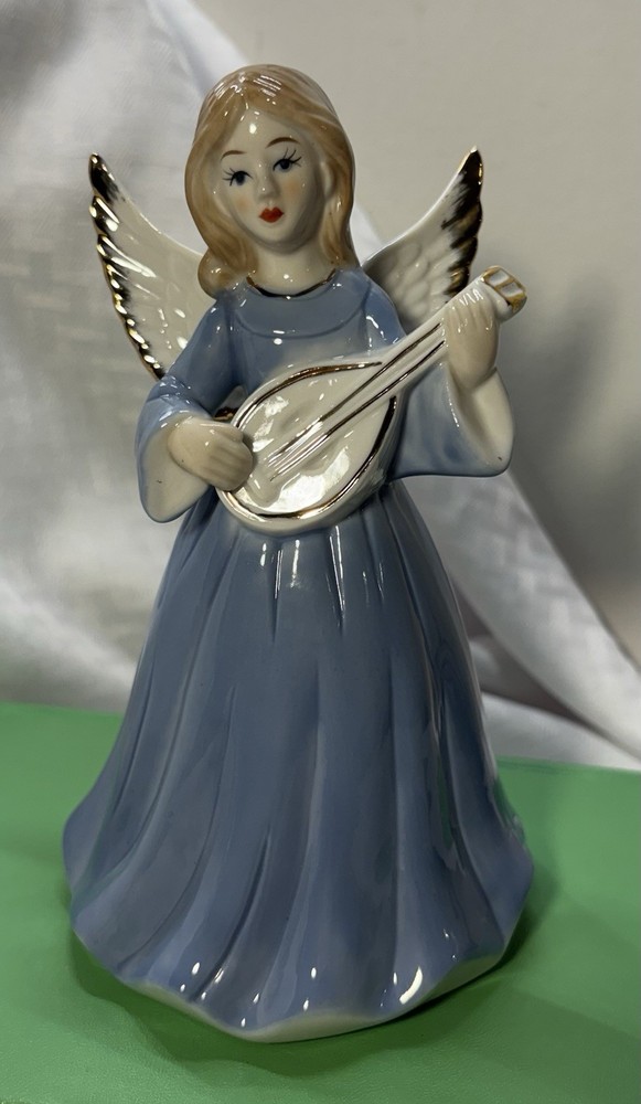 Vintage Enesco Porcelain Angel Music Figurine Plays Beethoven