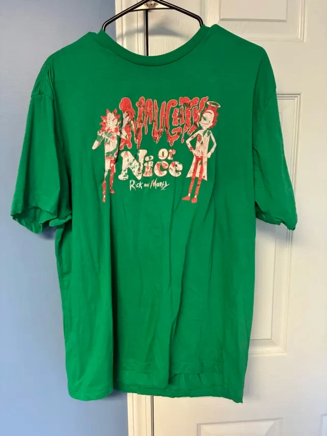 Rick & Morty Naughty Or Nice Men's XL T-Shirt