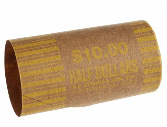 50 Half Dollars Preformed Coin Wrappers Paper Rolls Machine Crimp 1/2 Dollar