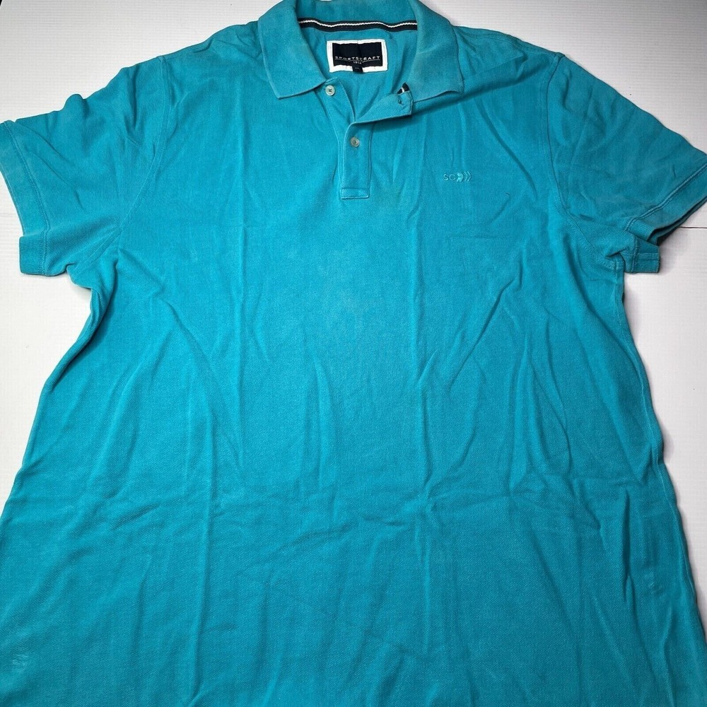 Men's Sportscraft Logo Collared Polo Shirt - XXL Blue Casual Fashion Fit