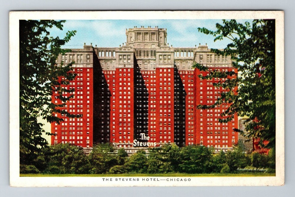 Chicago IL-Illinois, The Stevens Hotel, Scenic Exterior, Vintage Postcard