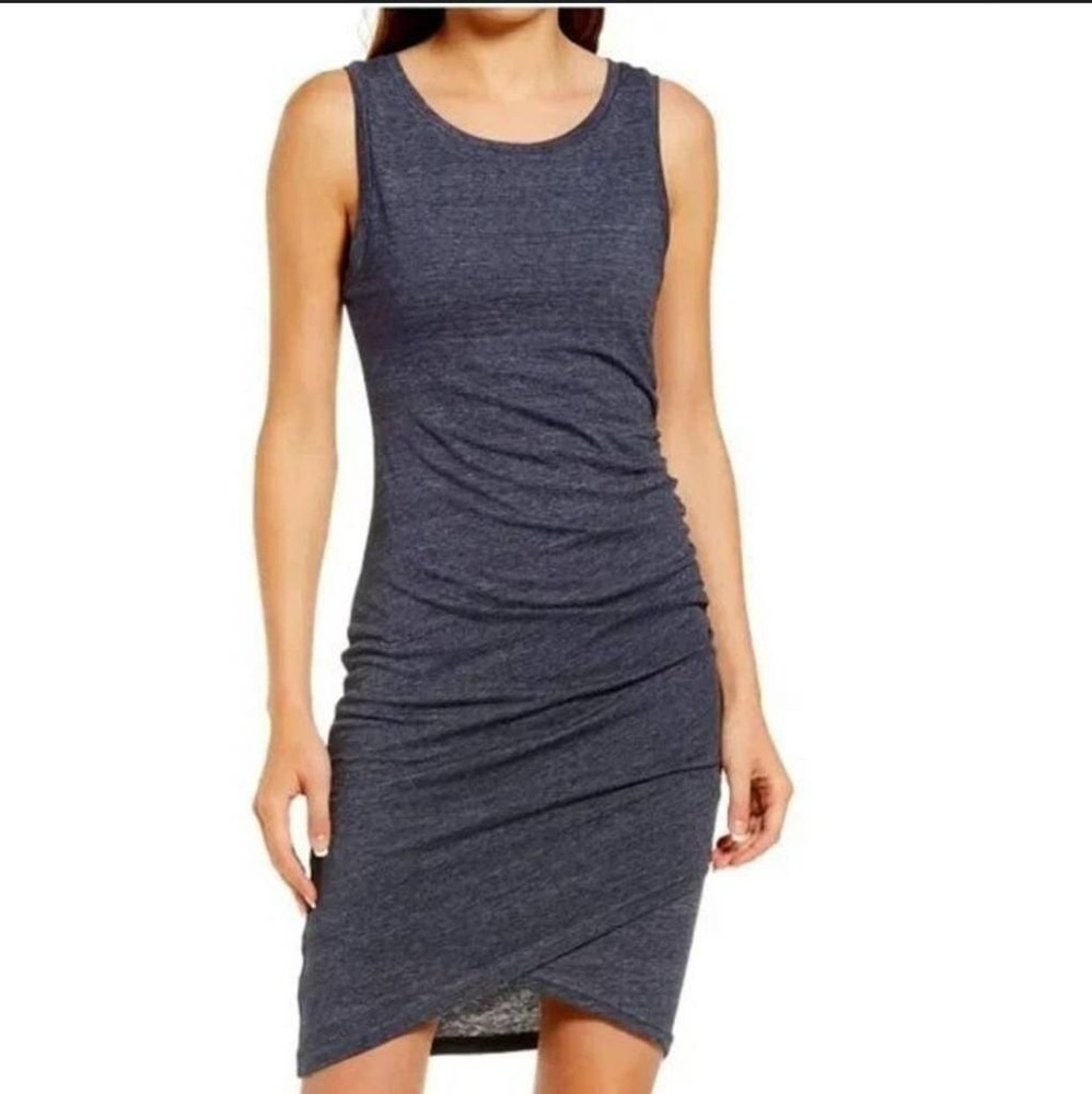 Treasure & Bond Blue Ruched Midi Dress Size M