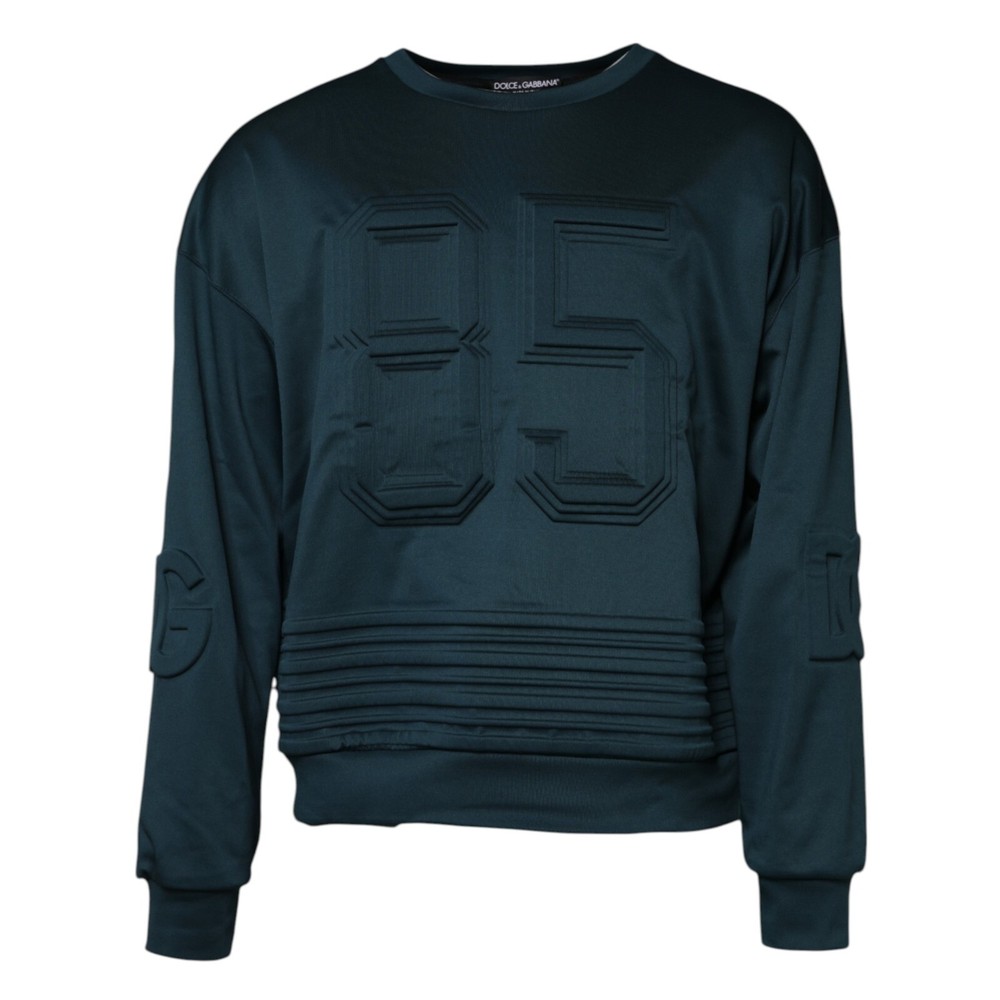 DOLCE & GABBANA Sweater Dark Green Embossed Logo Pullover IT50/US40/L 1500usd